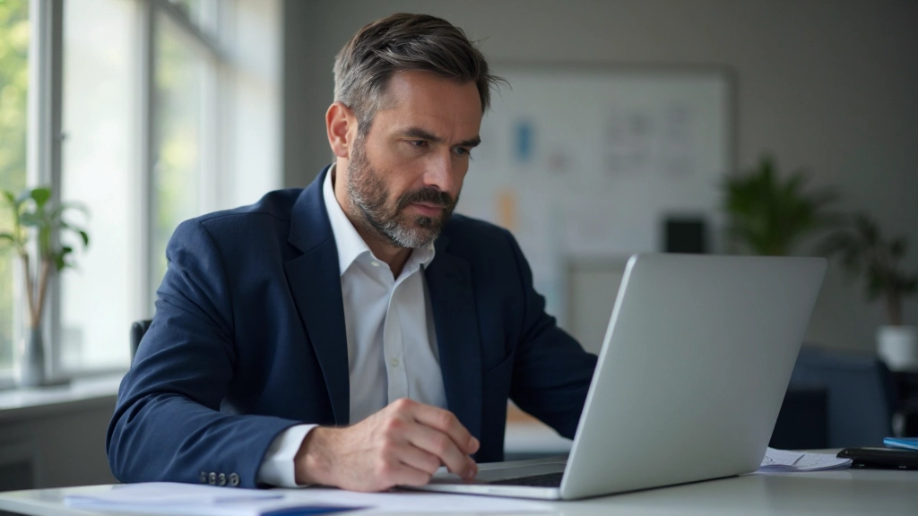 Профессиональный финансовый консультант анализирует портфель инвестиций на современном офисном столе